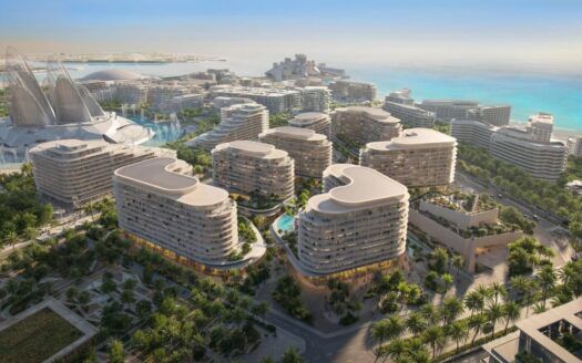Fachada principal del proyecto The Row Saadiyat, isla Saadiyat, Abu Dabi.
