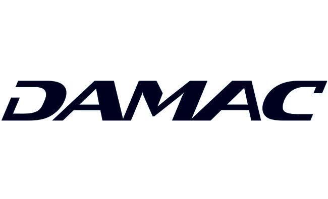 Le logo de Damac Properties, affiché en lettres majuscules grasses et sans empattement de couleur bleu foncé, représente leur engagement envers Investissement Dubaï.