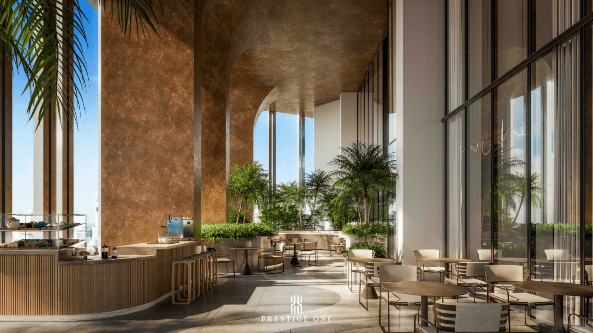 Niché le long de Parkway, ce luxueux café moderne dispose de hauts plafonds et de grandes fenêtres offrant une vue imprenable sur la ville. L'espace est orné de meubles en bois, de plantes d'intérieur luxuriantes et d'un comptoir à café élégant, créant une atmosphère spacieuse et contemporaine que les clients peuvent savourer.