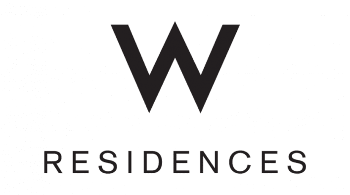 Logo de W Residences comportant une lettre « W » majuscule en gras au-dessus du mot « résidences » dans une police élégante et moderne, symbolisant une agence immobilière haut de gamme de Dubaï.