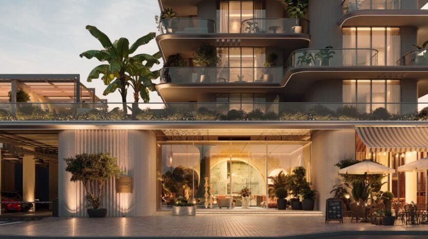 Avec ses balcons incurvés, sa végétation luxuriante et ses grandes baies vitrées, Le Château Piétrus est un bâtiment moderne qui respire l'élégance contemporaine. Le rez-de-chaussée abrite un hall d'accueil raffiné et un café en plein air agrémenté de tables, de chaises et de plantes en pot, créant ainsi une ambiance accueillante et haut de gamme.